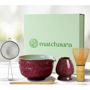 Premium Matcha Whisk Set  5 Piece Japanese Tea Ceremony Kit | Spouted Ceramic Bowl, Bamboo Whisk, Holder, Scoop, Sifter  Essentials for Smooth Matcha Preparation - Magnetic Gift Box