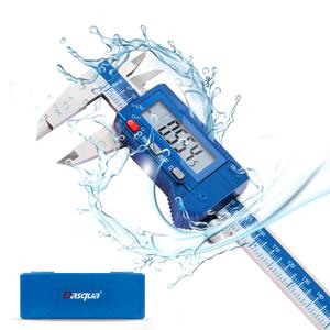Dasqua Digital Caliper 6", IP54 Stainless Steel Water Resistant Caliper with Large LCD Display and Storage Case, Easy Switch Between Inch/Metric/Fraction, Accuracy 0.001'', Precision Measuring Tool