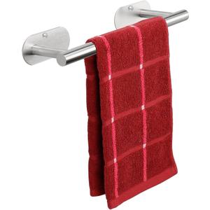TocTen Self Adhesive Bathroom Towel Bar, Stick Towel Rack for Bathroom, Rustproof Stainless Steel Bath Towel Holder No Damage, Easy to Install Sticky Towel Rod for Bathroom (Brushed Nickel, 12 Inch)