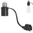 Light Socket Outlet Adapter, 3 in 1 Light Bulb Plug Adapter, Convert E26/E27 Bulb Socket to 3 Prong Outlet with Extension Cord, Suitable for Outdoor Porch Garage Patio Use 1-Pack