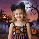 2 x Halloween 7in*5in Baby Girl Bows Large Double Bows Headband with Handmade Stretchy Hairbands for Newborn/Infant bows (Spider Web--Black)