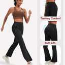 High Waisted Flare Leggings for Women with Pockets, Tummy Control Yoga Pants, Bootcut Workout Leggings (Black, XXL)