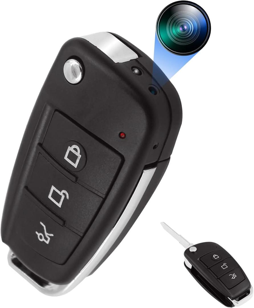 Hidden Camera Car Key, Car Fob Camera, 1080P HD Portable Security Camera with Night Vision, Motion Detection, Loop Working for Indoor/Outdoor Safety, No WiFi