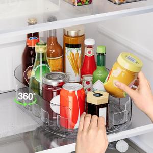 Lazy Susan Organizer for Refrigerator, 360 Rotating Clear Lazy Susan Turntable for Refrigerator Organizers and Storage, Kitchen, Table Top, Cabinet, Pantry, Countertop (13.5 x 8.5in)