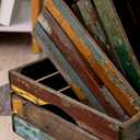 TIMRIS Set of 3 Rustic Distressed Wood Nesting Crates, Farmhouse Decorative Wooden Storage Boxes, Large Vintage Reclaimed Wood Baskets for Display (Random)