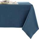 Heavy Linen Blend Navy Tablecloths - 70" x 55" Premium Solid Tablecloth Stain Resistant Waterproof Table Cover for Dining Kitchen Banquets and Buffet Soft and Thick Fabric Wrinkle Free