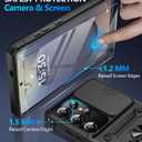 Taisairu for Samsung Galaxy S25 Ultra Case with Screen Protector & Slide Camera Lens Cover, Built-in Magnetic Ring Stand Shockproof Protective Phone Case for Samsung S25 Ultra Case (Black)