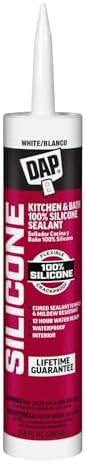 DAP 100% Silicone Rubber Kitchen, Bath & Plumbing Bath Sealant, White, 9.8 Oz (7079808640)