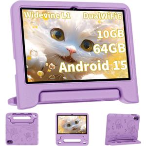 COLORROOM 2026 Upgraded Android 15 Tablet, 10inch Kids Tablet, Octa-core CPU, 10GB+64GB+1TB Expand Tablets for Kids with Kids Space, Parental Control, 6000mAh Big Battery,Touchscreen Tableta (Purple), 10.1 inches Google Tablet