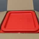 4 pcs 4qt Food Storage Containers with Lid, Square Clear Commercial Food Storage Containers with Handle and Scale for Food Storage in Home Kitchen & Dining (Red)