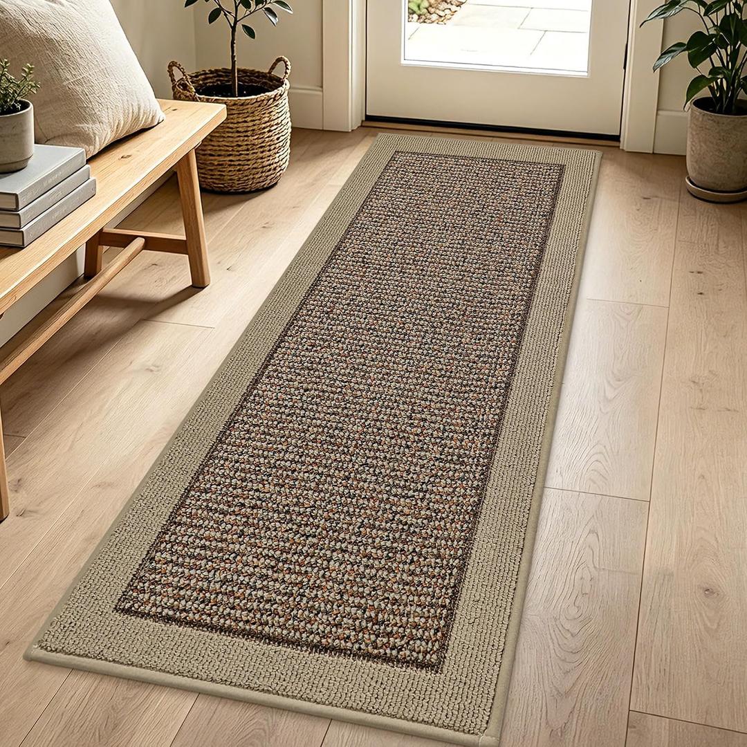 BEQHAUSE Indoor Door Mat 24" x 72", Dirt Trapper Door Mats, Taupe