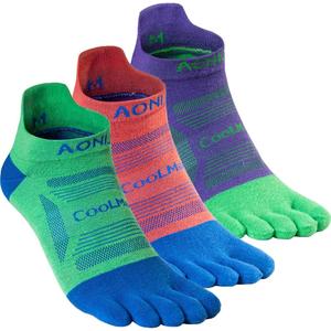 AONIJIE Running Ankle Toe Socks for Men and Women Lightweight Coolmax High Performance Five Finger Athletic Socks, Large 