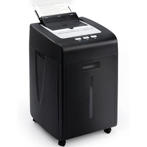 Commercial Autofeed Paper Shredder: 200 Sheets P-5 Micro Cut Shreds CDs/Cards/Staples 60-Min Continuous Run Anti-Jam 9.3 Gal Bin Quiet Heavy Duty for Home Office School Business - Black