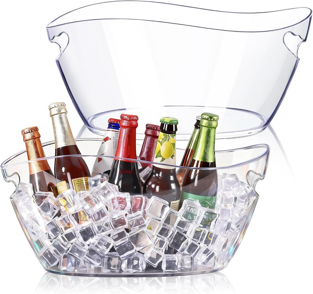 Ice Bucket 2 PCS, Acrylic Ice Bucket for Parties, Mimosa Bar Supplies, Beverage Tub for Champagne Beer, Sparkling, Wine, Cocktails(7L-Clear)