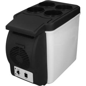 Mini Fridge, 2 in 1 6L 12 Volt Car Refrigerator with Cooler and Warmer, Fast Cooling Multifunctional Portable Freezer for Car, RV, Truck, Boat, Van, Travel, Outdoor Camping