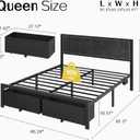 OLEVS Queen Bed Frame with 2 Storage Drawers, Charging Station & LED Lights
