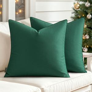 MIULEE Pack of 2 Decorative Outdoor Waterproof Pillow Covers Garden Cushion Sham Christmas Throw Pillowcase Shell for Spring Patio Tent Couch 16x16 Inch Army Green