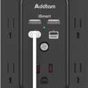 Addtam 5-Outlet Extender Surge Protector, Multi Plug Wall Outlet with 4 USB Wall Charger(PD 30W), Plug Extension Outlet 1800J, Outlet Splitter Power Strip for Home Office Dorm Room Essentials, Black