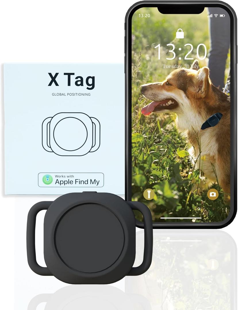 Dog Tracker, TRESBUNNY Smart Dog Collar with Real-time Pet Location, Cat Tracker Collar (iOS Only), No Monthly Fee & Long Battery Life, Works with Find My, Ideal for Dog/Cat (Dark)