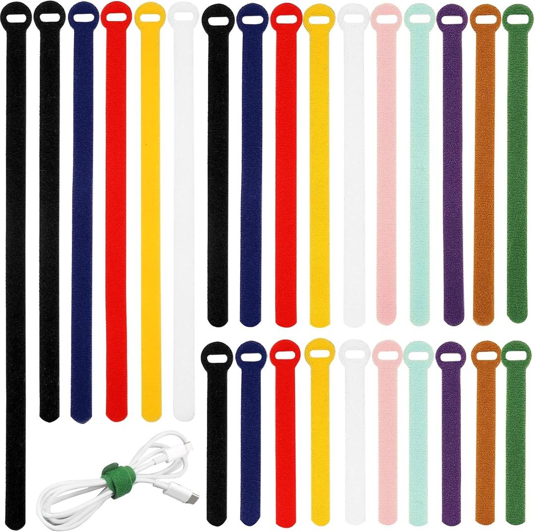 150PCS Cable Ties4+6+8+10 Inch Reusable Cable Management, Multi-Purpose Adjustable Cord OrganizerFastening Microfiber Cloth Hook and Loop Cable Organizer Wire StrapsAssorted Colors