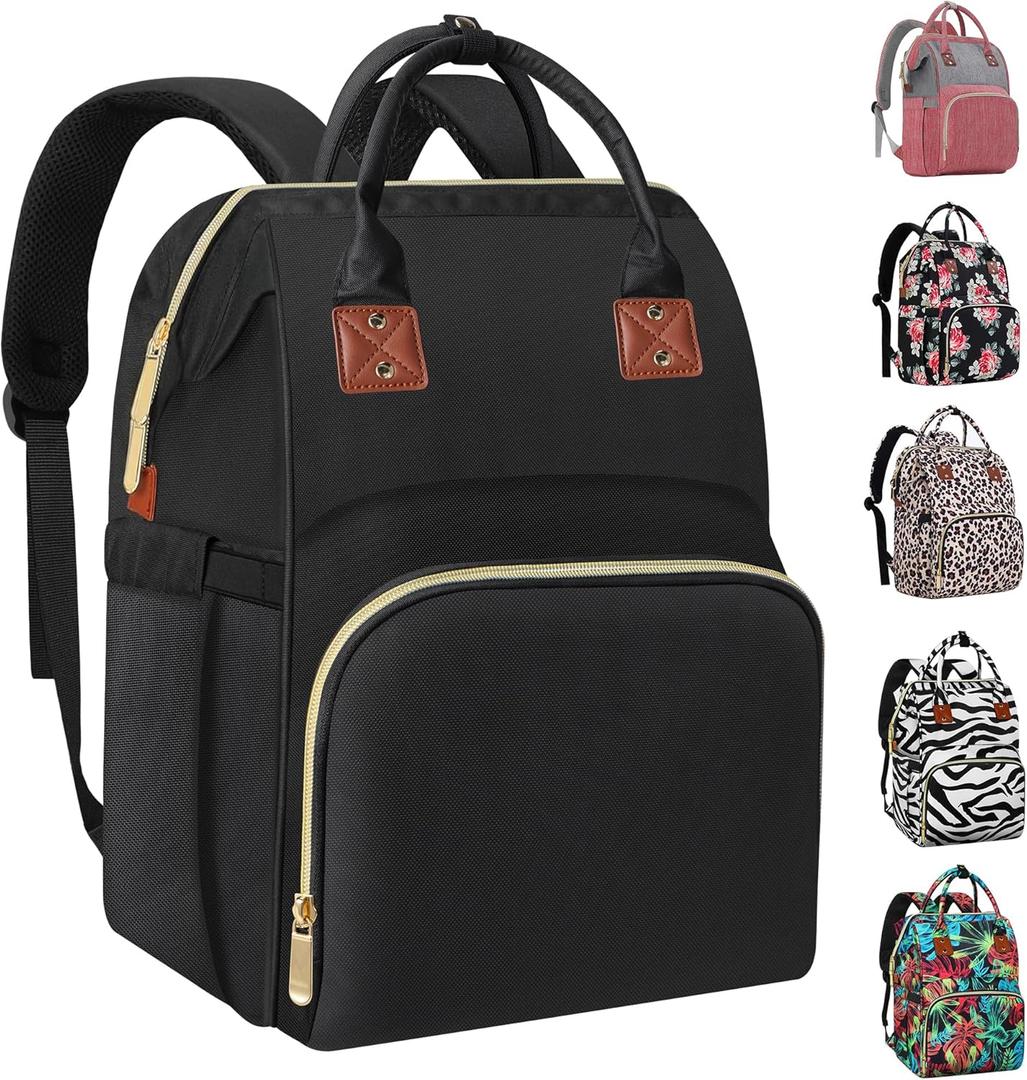 Diaper Bag Backpack, Multi-Function Baby Boys and Girls Bag, Travel Waterproof Diaper Backpack Tote Bag, Baby Registry Search & Shower Gifts-Essentials Baby Backpack for Mom/Dad (Black)