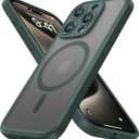 ImpactStrong Magnetic Guard Designed for iPhone 15 Pro Max Case [Camera Protection] [Military Grade Drop Tested] [Compatible with MagSafe] Slim Translucent Matte Phone Case (6.7") - Dark Green