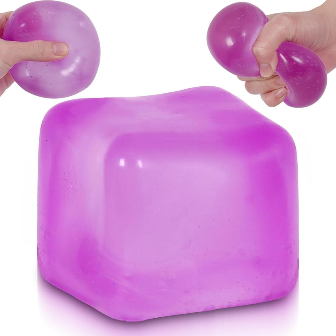 Large Ice Cube Squishy Toy 7cm (2.76Inch), Ssqauvig Big Slow Rising Squishies for Sensory Play, Perfect Stress Relief Fidget Toys for Adults Anxiety, Squishy Cube Sensory Toys (Purple)