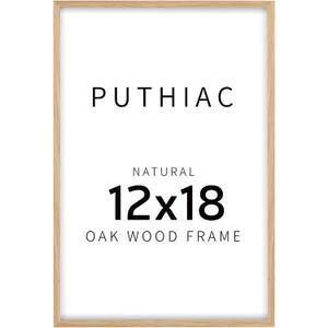 puthiac 12"x18" Oak Wood Picture Frame - Minimalist 12"x18" Poster Frame, 12"x18" Picture Frame Wood, Natural Solid Wooden Picture Frames for Wall Art Photo and Prints(1 Pack, Beige)