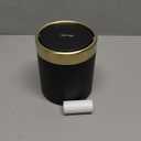 Mini Trash Can with Lid, Desktop Small Trash Can Recycling Bin Cute Metal Garbage Can for Tabletop Countertop Use,Stainless Steel 0.4Gal/1.5L Waste Bin for Office Parlor Car Bedroom,Swing Lid Open (Black)