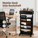 5 Tier Rolling Book Cart Multi-Functional Movable Storage Bookshelves