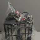 Christmas Lanterns Decorative Indoor Outdoor, 2 Pack Black Christmas Lantern, 18 Inch Timer Decorative Candle Lanterns Flameless Light with Pine Cones and Needles for Home, Party, Farmhouse Decor (Cross)