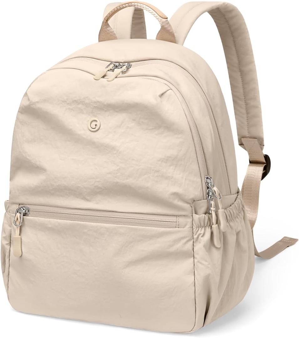 GOLF SUPAGS 13L Mini Backpack Lightweight Nylon Daypack for Women, Small City Pack, Versatile Ladies Backpack for Shopping & Travel, Light Apricot