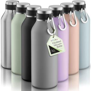 SipX Triple-Insulated Stainless Steel Water Bottle - 32oz. With Cover Lid, BPA-Free Reusable Insulated Water Bottle Keeps Cold For 24 Hours, (Grey) (Gray)