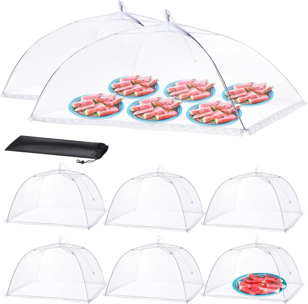 Food Covers for Outside - 2 Extra Large (40 x 25 in) & 6 Large (17 x 17 in) Food Tents/Food Covers for Outdoors Mesh Screen, Picnic Pool Party Supplies, Pop-Up and Collapsible Food Covers for Outside - 2 Extra Large (40 x 25 in) & 6 Large (17 x 17 in) Food Tents/Food Covers for Outdoors Mesh Screen, Picnic Pool Party Supplies, Pop-Up and Collapsible