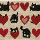 Artoid Mode Black Cat Love Heart Valentines Doormat,Home Decor Low-Profile Door Mat Switch Rug Floor Mat for Indoor Outdoor 17x29 Inch