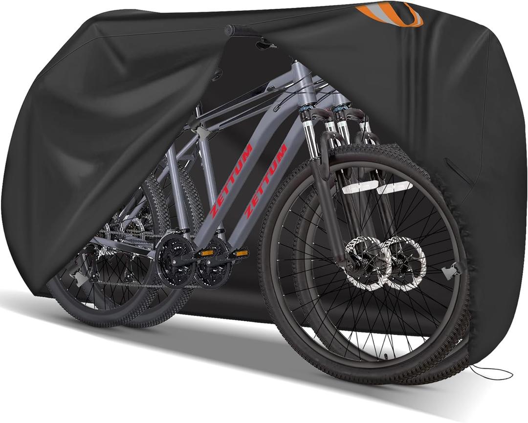Zettum Bike Cover for 2 Bikes - Outdoor Bike Covers for Stationary 2 Bikes Heavy Duty & Waterproof, 600D Bicycle Covers for 2 eBike, Mountain Bike, Road Bike, Hybrid Bike, Beach Cruiser Bike Storage