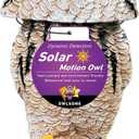 Owlsome Solar Tiger Owl with Flashing Eyes, Rotating Head, Hoot Sound, Motion Detector and Silent Mode, Plastic Owl Garden Sculpture, Garden Decoration