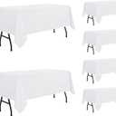sancua 6 Pack White Tablecloth 60 x 84 Inch, Rectangle Table Cloth for 4ft Tables - Stain and Wrinkle Resistant Washable Polyester Table Cover for Dining Wedding Banquet Party Buffet Restaurant, 6PCS 60x84 Inch Rectangle