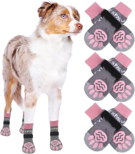 EXPAWLORER 6PCS Anti-Slip Dog Socks to Prevent Licking Paws,Dog Shoes for Hot Pavement,Best Paw Protector Traction Control on Hardwood Floor,Dog Booties for Puppy Small Medium Large Senior Dogs, XXL