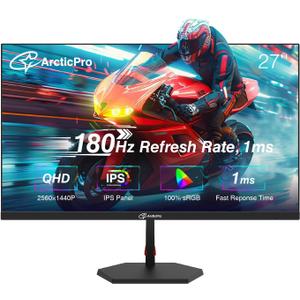27inch Gaming Monitor QHD 2560 * 1440p, 180Hz, 2K, IPS Panel, 1ms Response Time, Adaptive sync, PC Computer Monitor, 3-Sided Frameless, Ultra Slim, 100% sRGB, Bluelight Filter, HDMI *2, DP*2