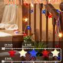 Red White Blue Stars String Lights, 8.5ft Independence Day Decoration Lights with 10 Red White Blue Lights, 4th of July Decoration String Lights Plug In for Patriotic Wedding Patio Garden Party Decor