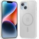 2 x jaroco for iPhone 13/iPhone 14 [MagSafe Compatible] [Military-Grade Drop Protection] [Anti-Fingerprint & Scratch] Slim Silky-Soft Touch Translucent Matte Case 6.1 inch, White