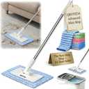 Convenient Cloth Changing Mini Mop Flat Push Design, Lazy Portable Self-Squeeze Mop Set, Wall-Mountable Durable Handle & Non-Slip Grip, Reusable Pads for Home Use with 5 Cloths Included