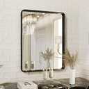 DENRICK Black 16"*20"Bathroom Mirror for Wall, Wall Mounted Square Metal Mirror (Horizontal/Vertical)