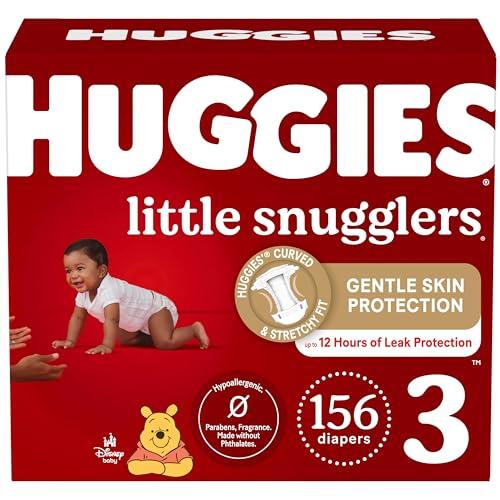 Baby Diapers Size 3 (16-28 lbs), 156ct, Huggies Little Snugglers, White