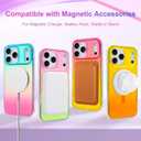 Aesthetic Case for iPhone 17 Pro Max Case for Women Girls [Compatible with Magsafe] Cute Girly Trendy Glitter Sparkly Rainbow Magnetic Protective Phone Cover, Matte Iridescent Pink & Green
