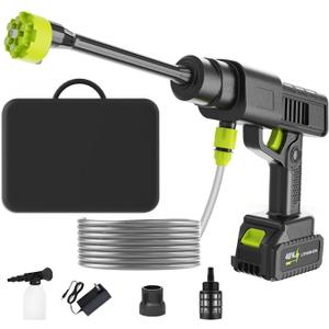 Cordless Pressure Washer Battery Powered, 10 Speed Adjustment, 990PSI Portable Power Washer, with 6-in-1 Nozzle, 16.4FT High-Elastic Hose, 21V Battery&Charger for Home, Car, Garden, Patio, Floor