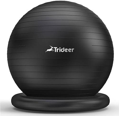 Trideer Yoga Ball Chair with Base - Stability & Fitness Ball Seat for Home Office, Pregnancy & Workout
