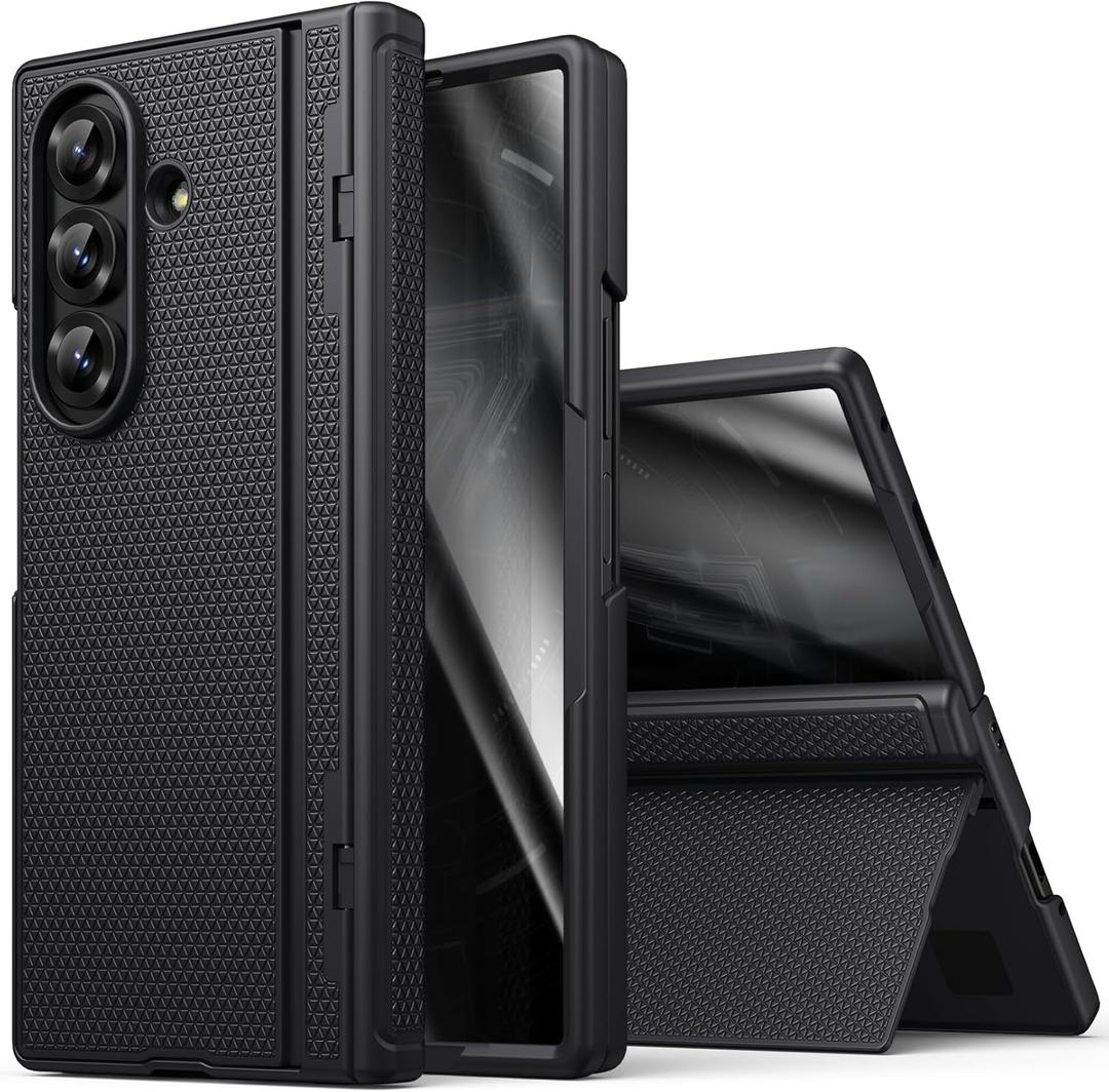 BXYJY for Samsung Galaxy Z Fold 7 Case with Stand, Front Privacy Screen Protector, Hinge Protection, Slim Rugged Hard Shockproof Cover, Full Body Protective Phone Case for Samsung ZFold 7 2025, Black
