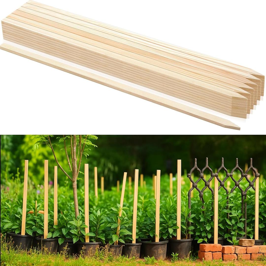 Colingmill 20 Pieces Wooden Garden Stakes 48 Inch Grade and Survey Stakes Wooden Garden and Sign Posts for Plant Support Silt Fence Yard Farm Survey Boundaries Baselines
